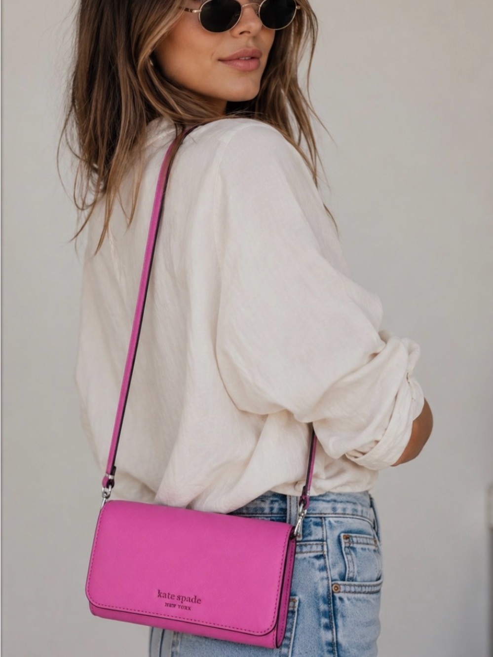 Kate Spade Cameron Small Flap Crossbody Purse Bag NWT Peony Pink Preppy Coquette